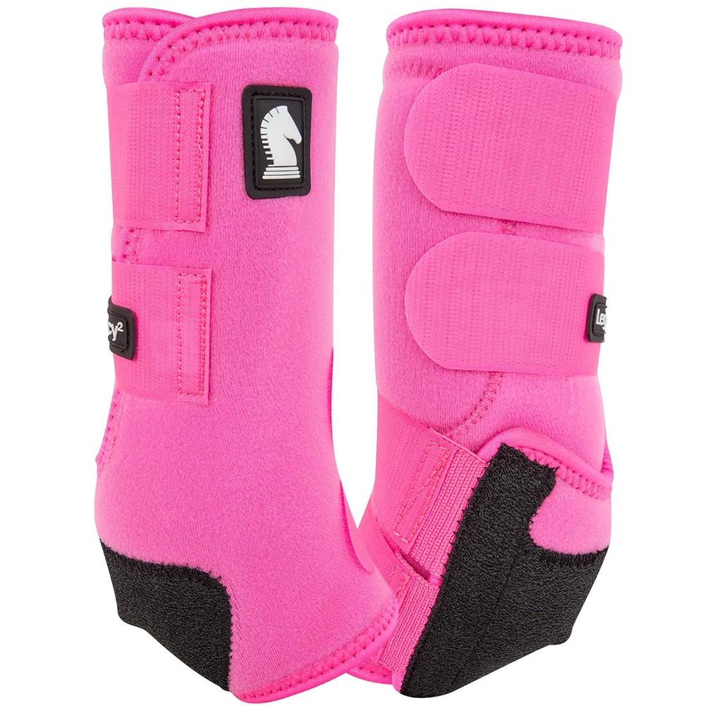 Legacy2 de Classic Equine: bota delantera rosa, protección para fetlock durante entrenamientos intensivos.