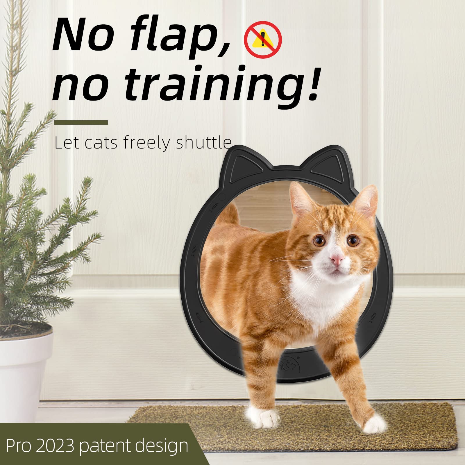 Classicmacher Puerta Gato Grande apertura amplia: paso cómodo para gatos de hasta 10 kg.