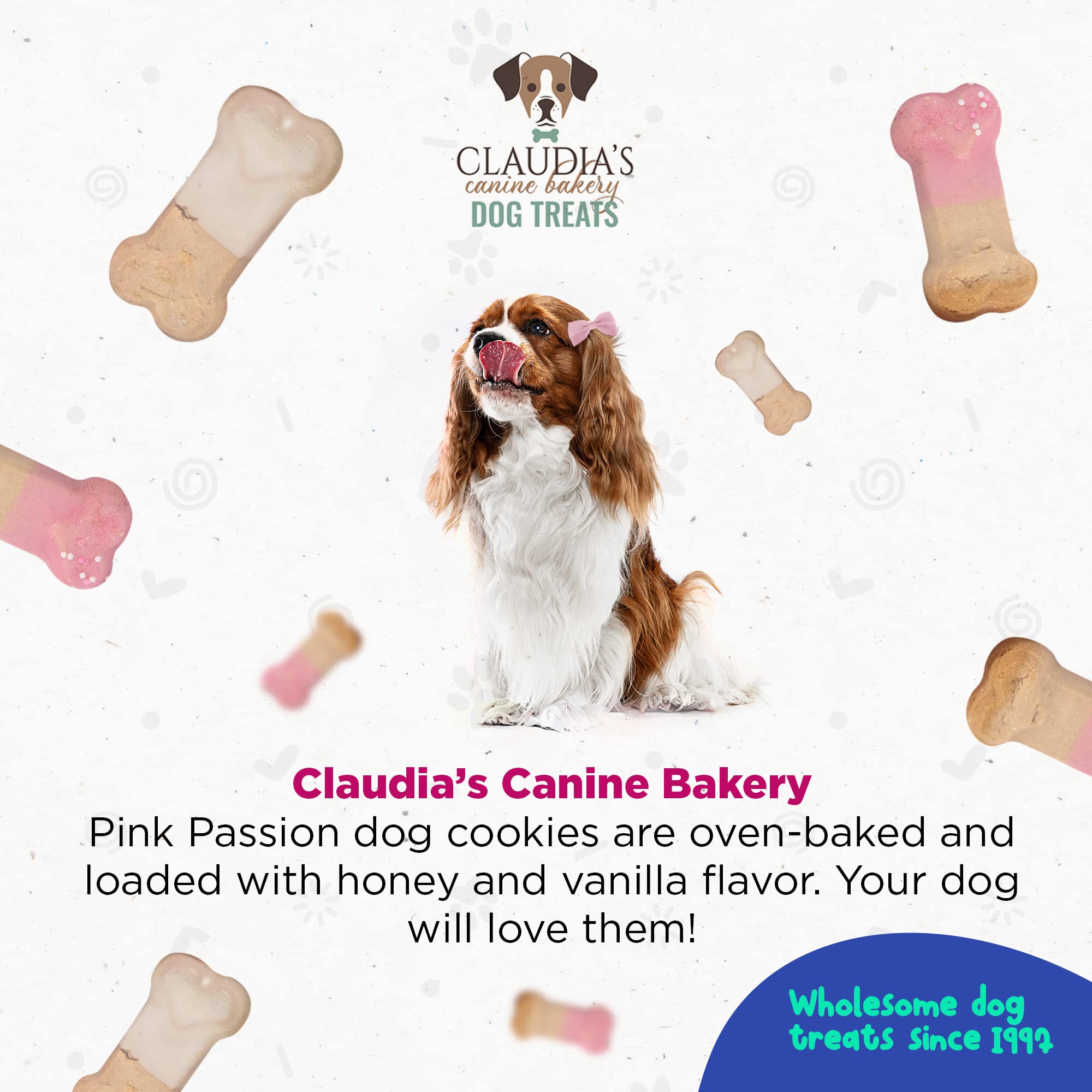 Panadería Canina de Claudia galletas rosa-pasión sin conservantes.