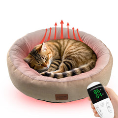 CLAYCLAY cama para gatos calefactada redonda, calor cómodo para días fríos.