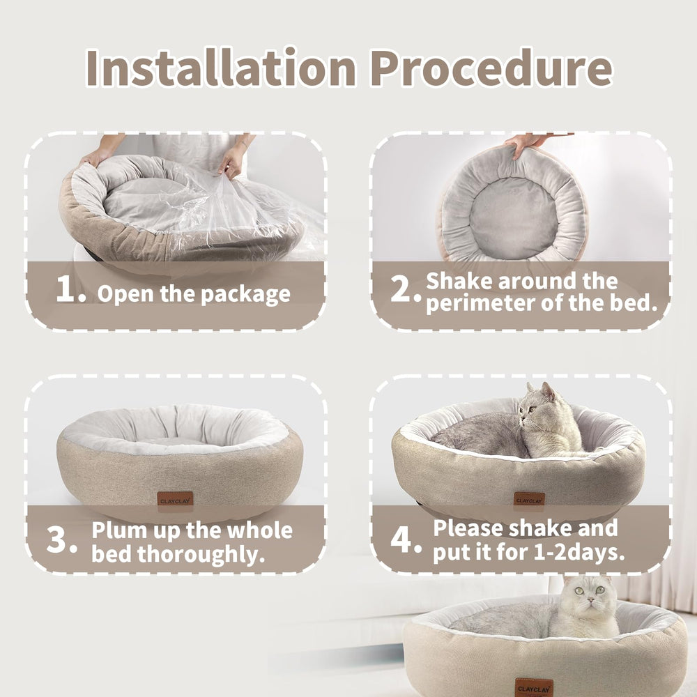 CLAYCLAY cama-gato-lavable-a-maquina, limpieza rápida para higiene del hogar