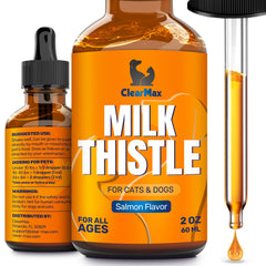 Clear Max Cardo Mariano botella, formato líquido para perros y gatos, apoyo hepático suave.