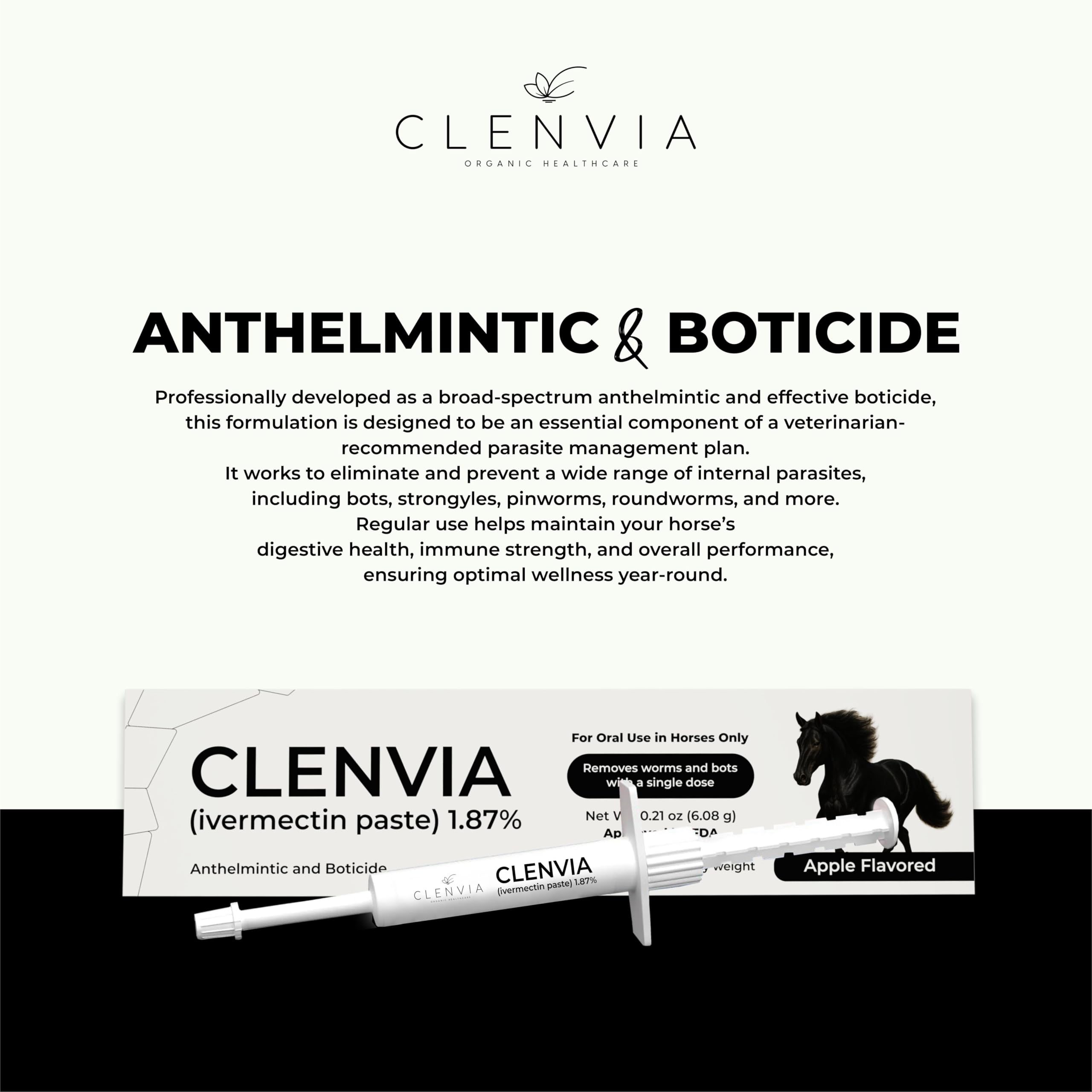 CLENVIA Pasta equina, escena de uso en establo.
