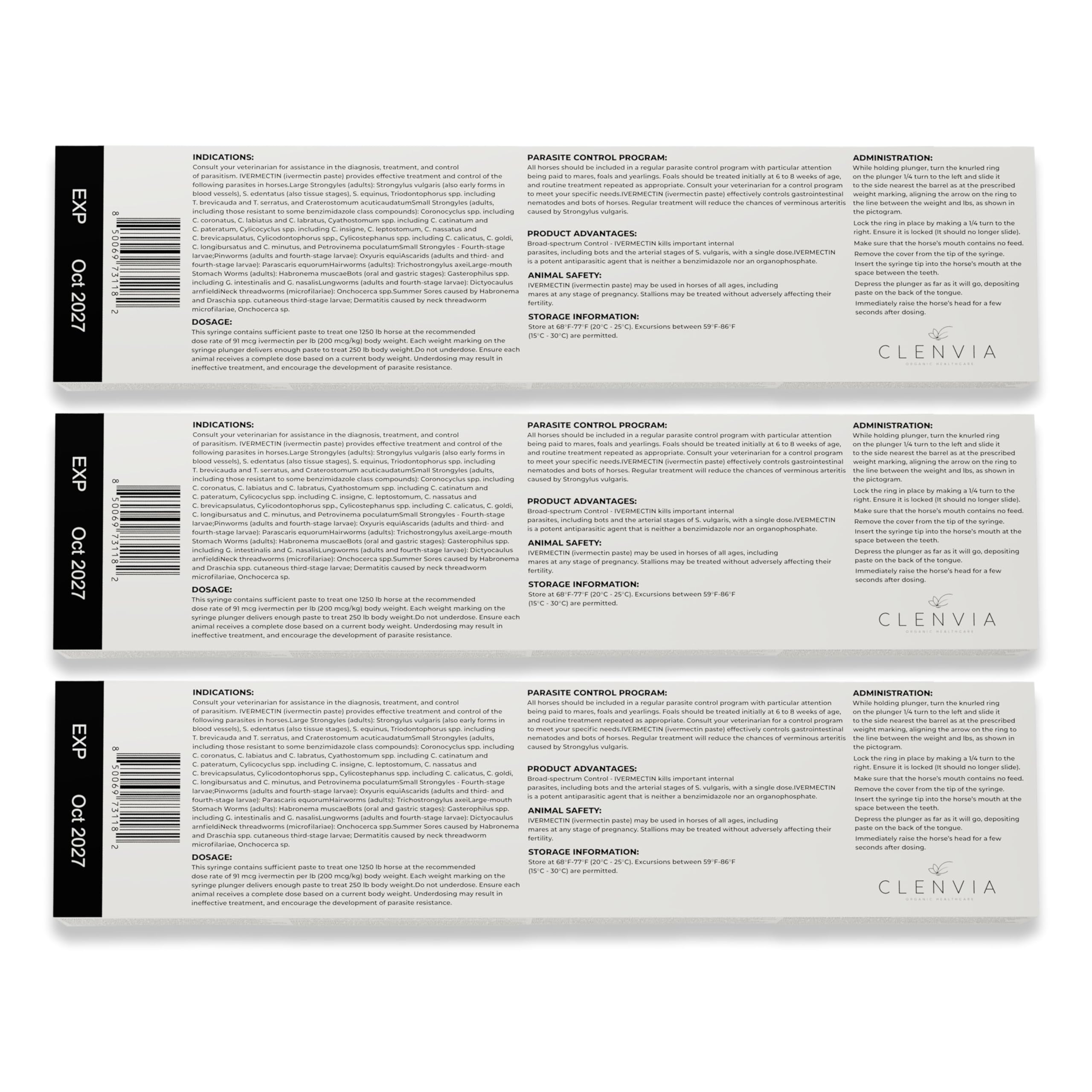 CLENVIA Pasta equina, sabor manzana, dosis cómoda.