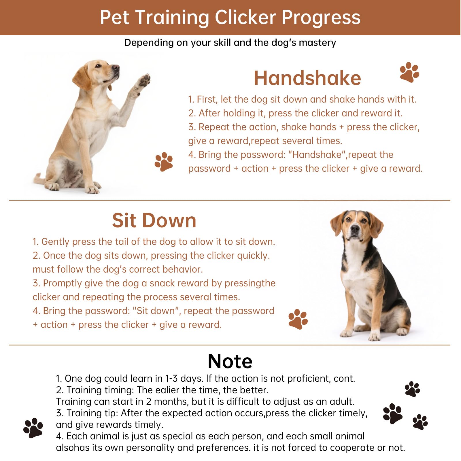 Clicker de Entrenamiento para Perros, correa de muñeca ajustable para adaptarse.