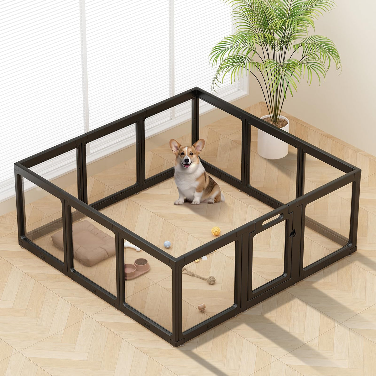Jaula ClimbHope acrílica transparente para perros, entorno claro y seguro