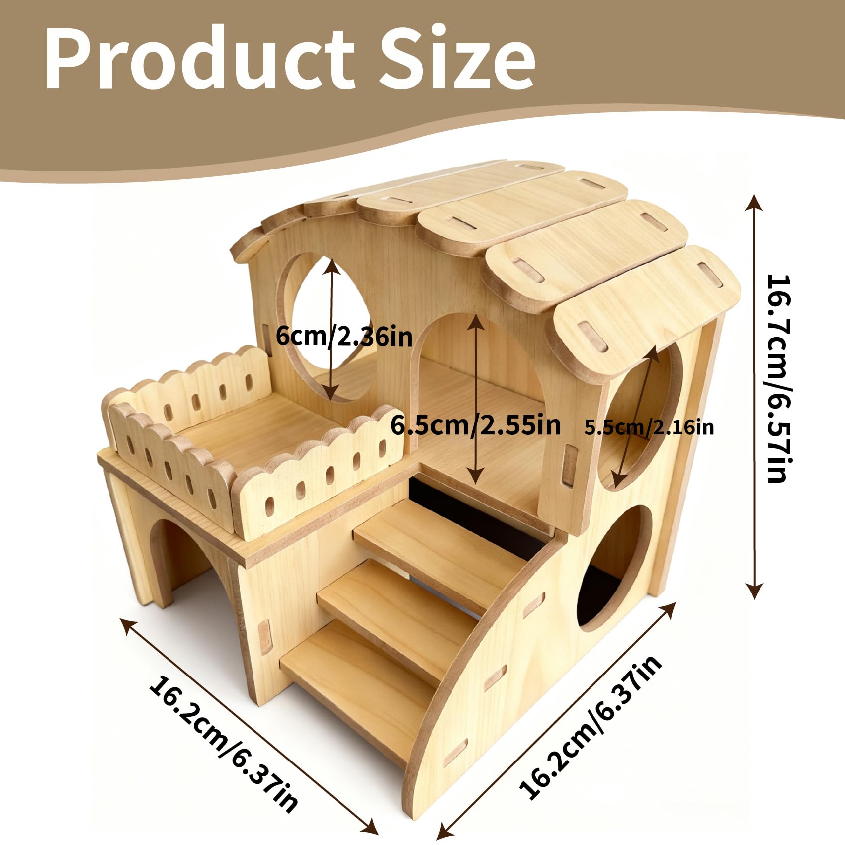 CllyCnny casa de madera con bordes suaves para juego cómodo.