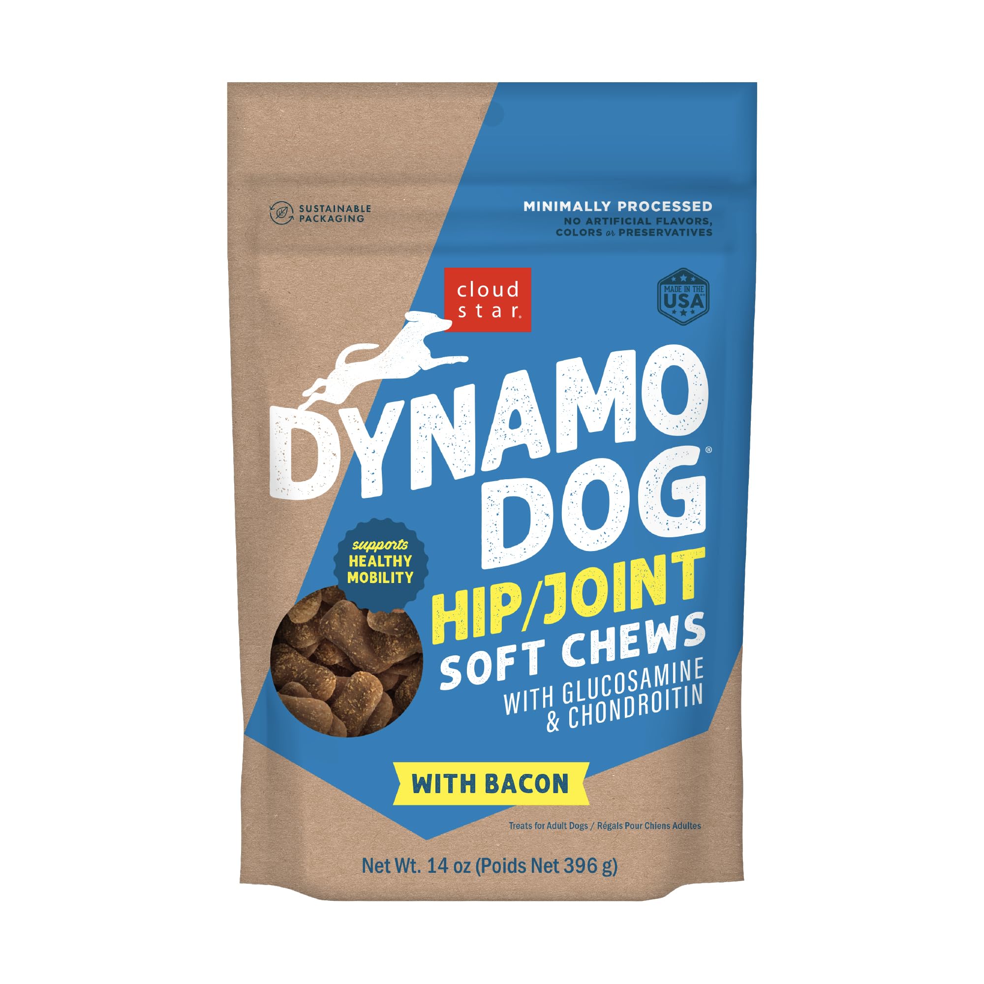 Cloud Star Dynamo Dog: masticables suaves tocino y queso, bolsa de 400 g