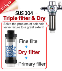 Clscea CO2, filtro triple de acero 304, mayor durabilidad.