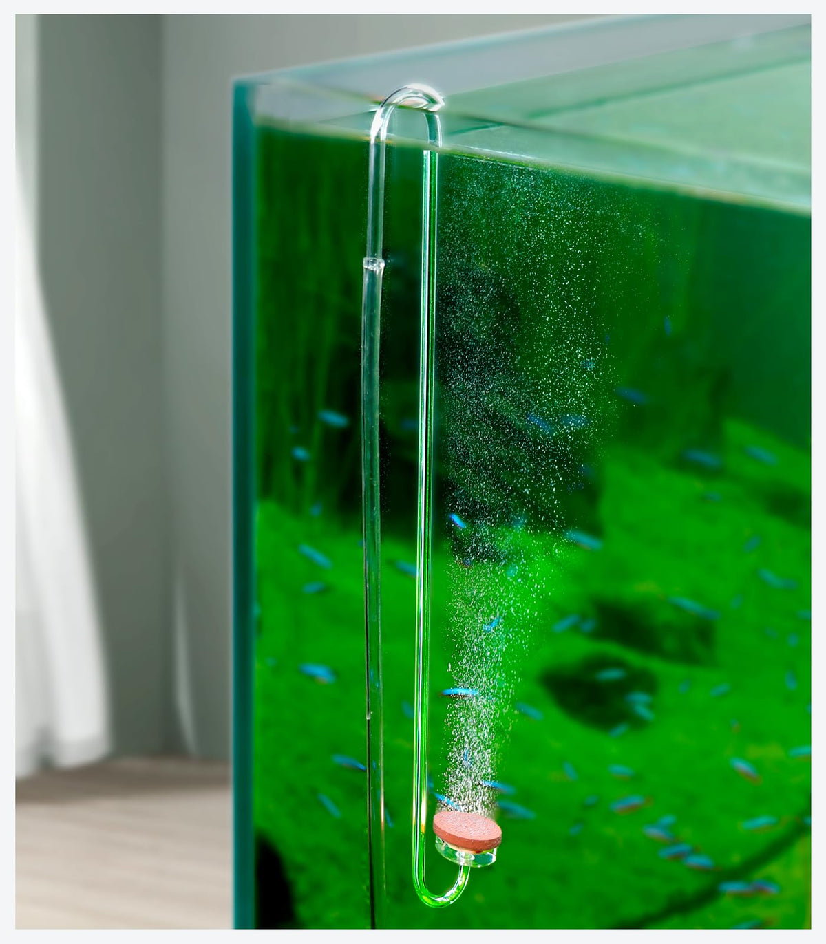 Difusor Clscea CO2 acrílico con gancho 30 cm para acuario, burbujas estables.
