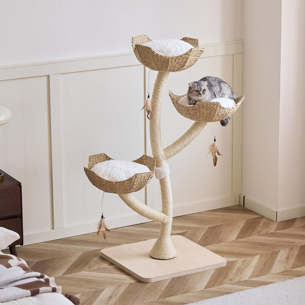 CLVTREBETO torre-gato 52 pulgadas base-madera: base estable para varias mascotas.