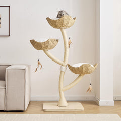 CLVTREBETO torre-gato 52 pulgadas frente: diseño moderno y estable para felinos grandes.