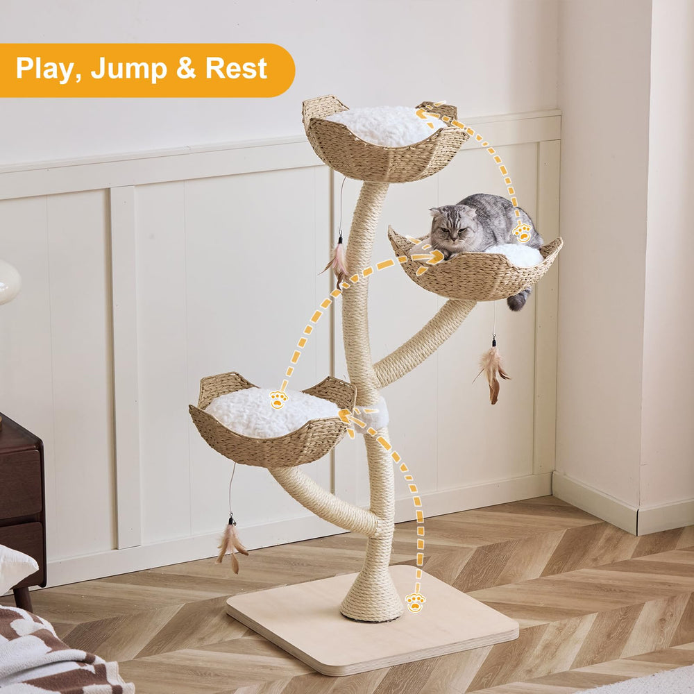 CLVTREBETO torre-gato 52 pulgadas juguetes-pluma: estimula juego diario.
