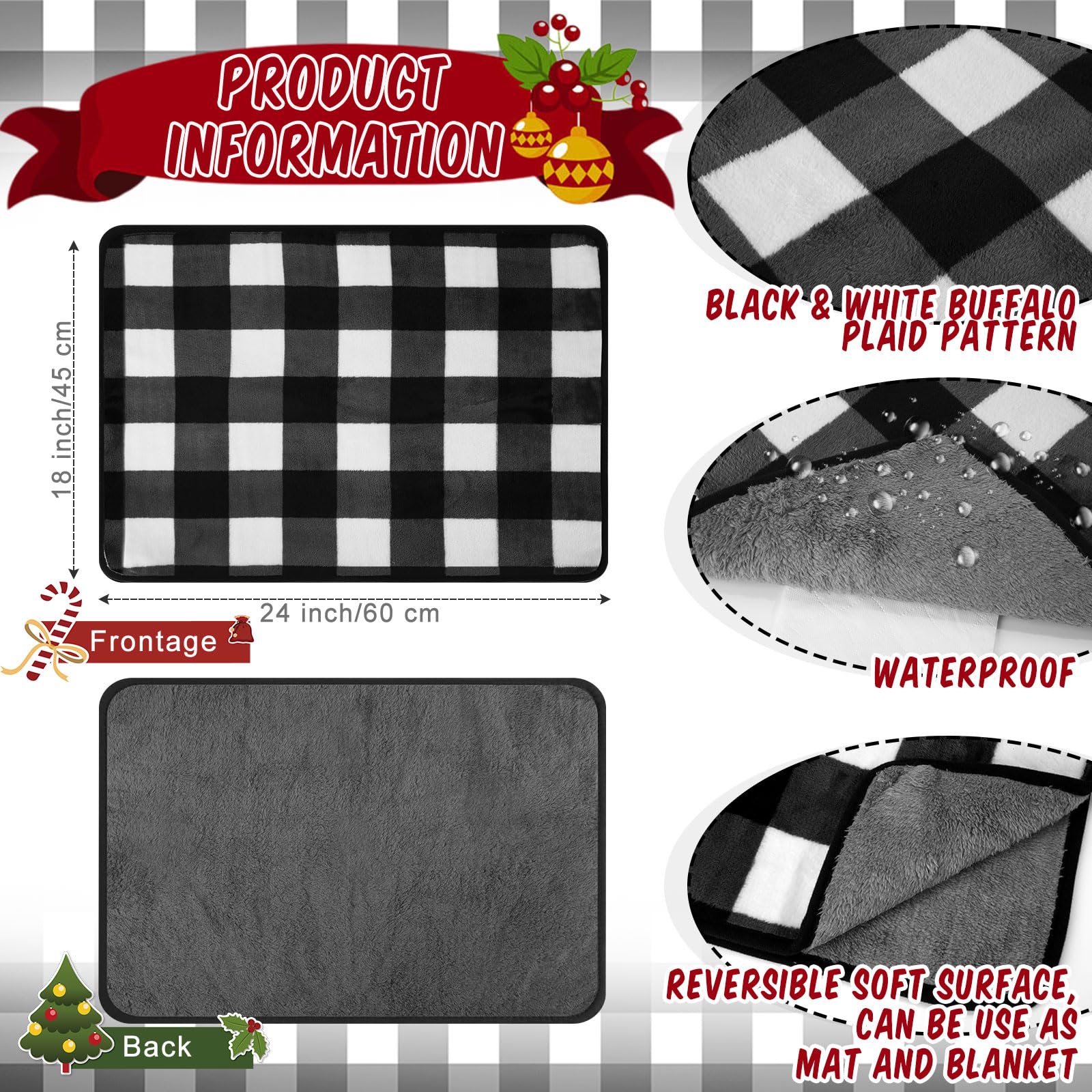 Clysee cama calefactora con diseño de cuadros negro-blanco para interiores.