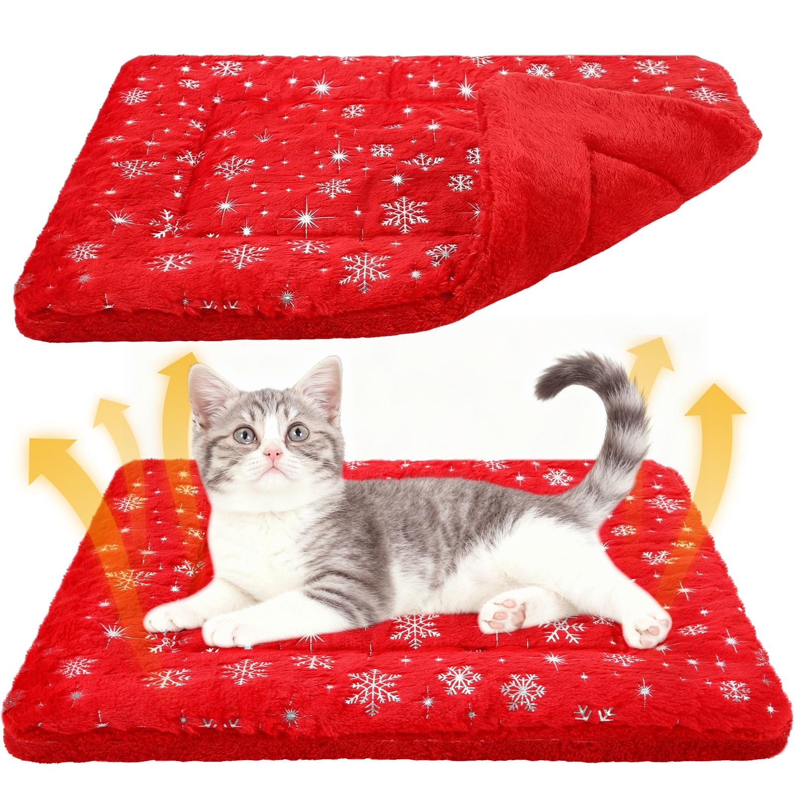 Manta Clysee para gatos cálidez invernal con diseño nieve roja para sofá o cama