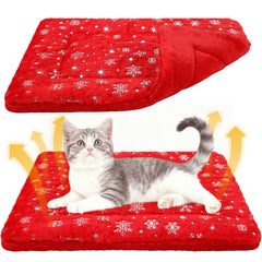 Manta Clysee para gatos cálidez invernal con diseño nieve roja para sofá o cama