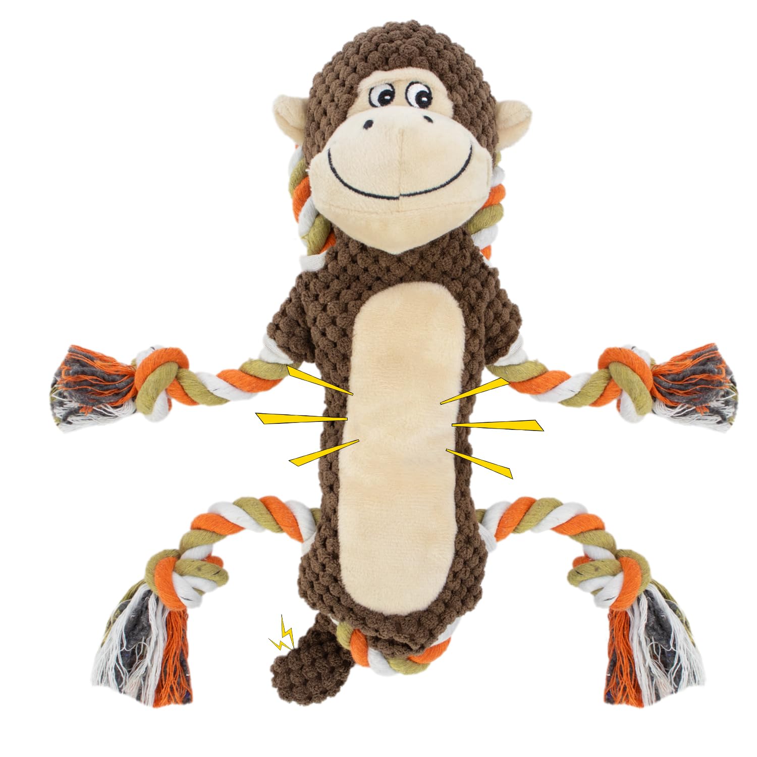 Juguete CneeeeeB mono peluche con crujido para juego interactivo.