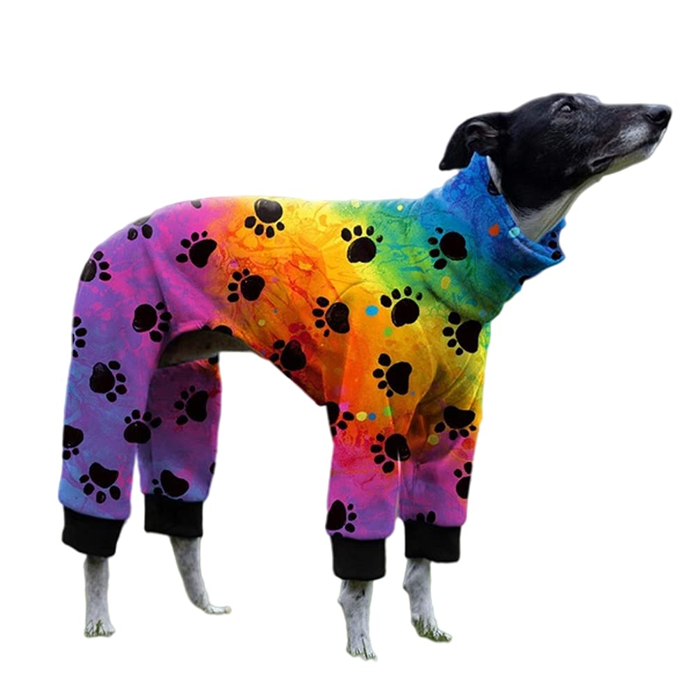 Pijama Cnkwei para galgo con huellas, cómodo para paseos nocturnos.