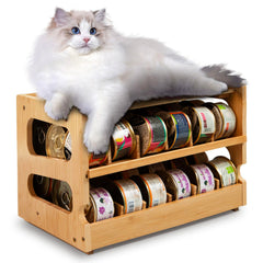 Coanto organizador de comida para gatos, vista lateral, almacenamiento estable para 36 latas