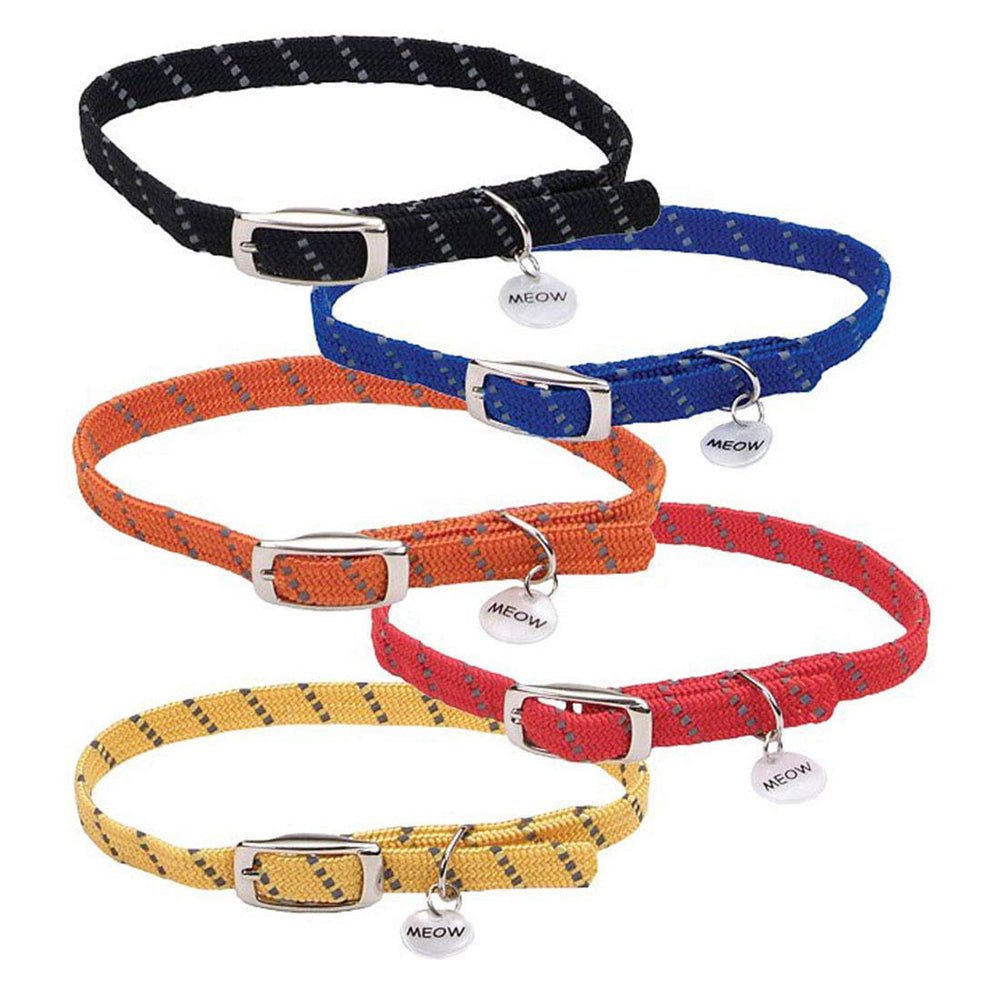 Coastal ElastaCat collar elástico con ajuste, seguro y reflectante para uso diario