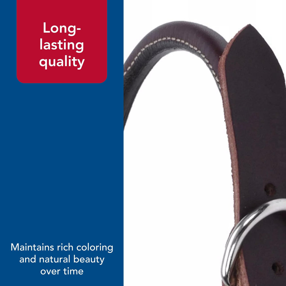 Coastal Pet Circle T Latigo Collar: color natural que mantiene su aspecto con desgaste.