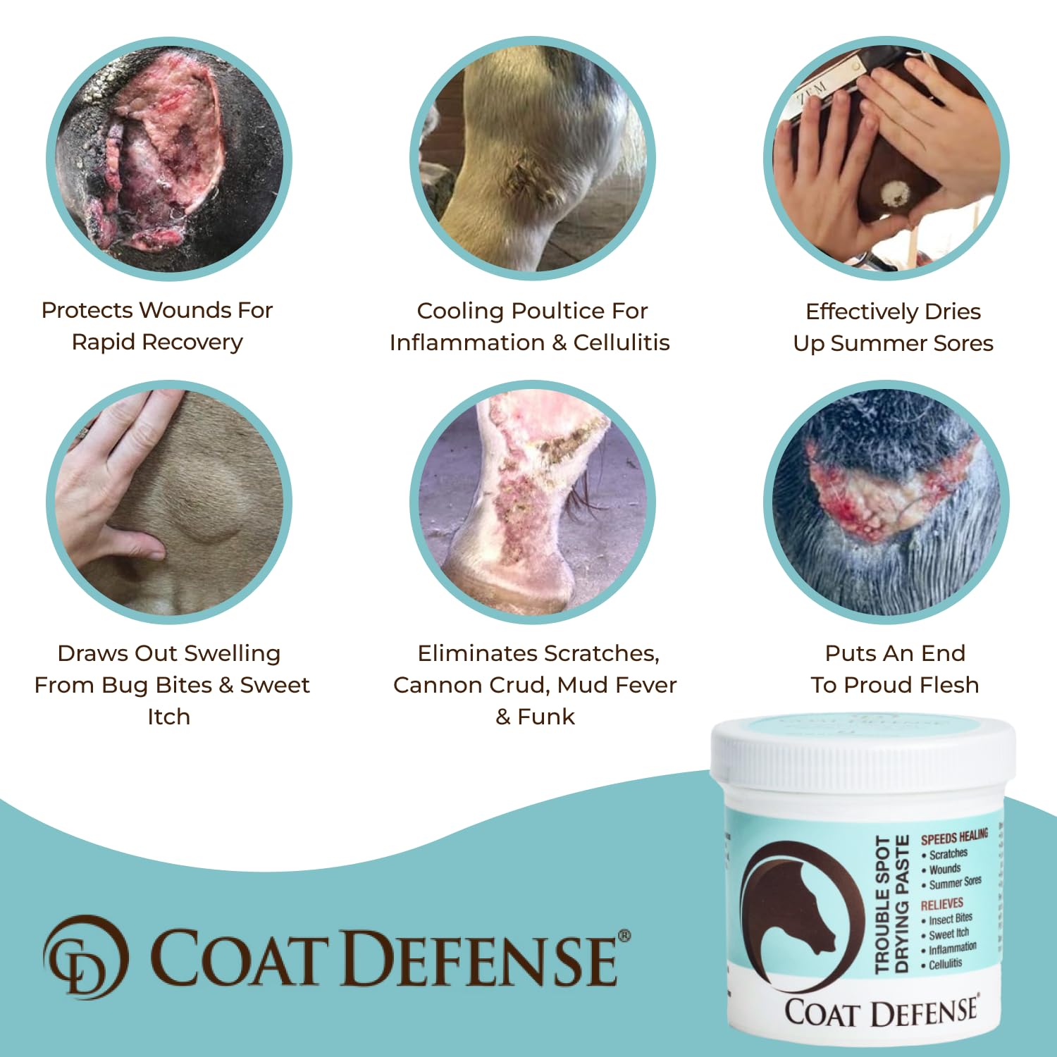 COAT DEFENSE pasta-aplicacion-seca-en-heridas: aplicación limpia que mantiene la piel seca.