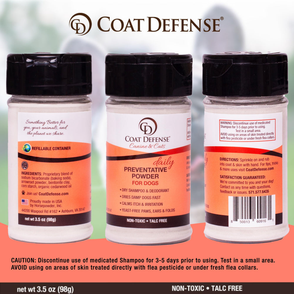 COAT DEFENSE Polvo sin talco para perros y gatos.