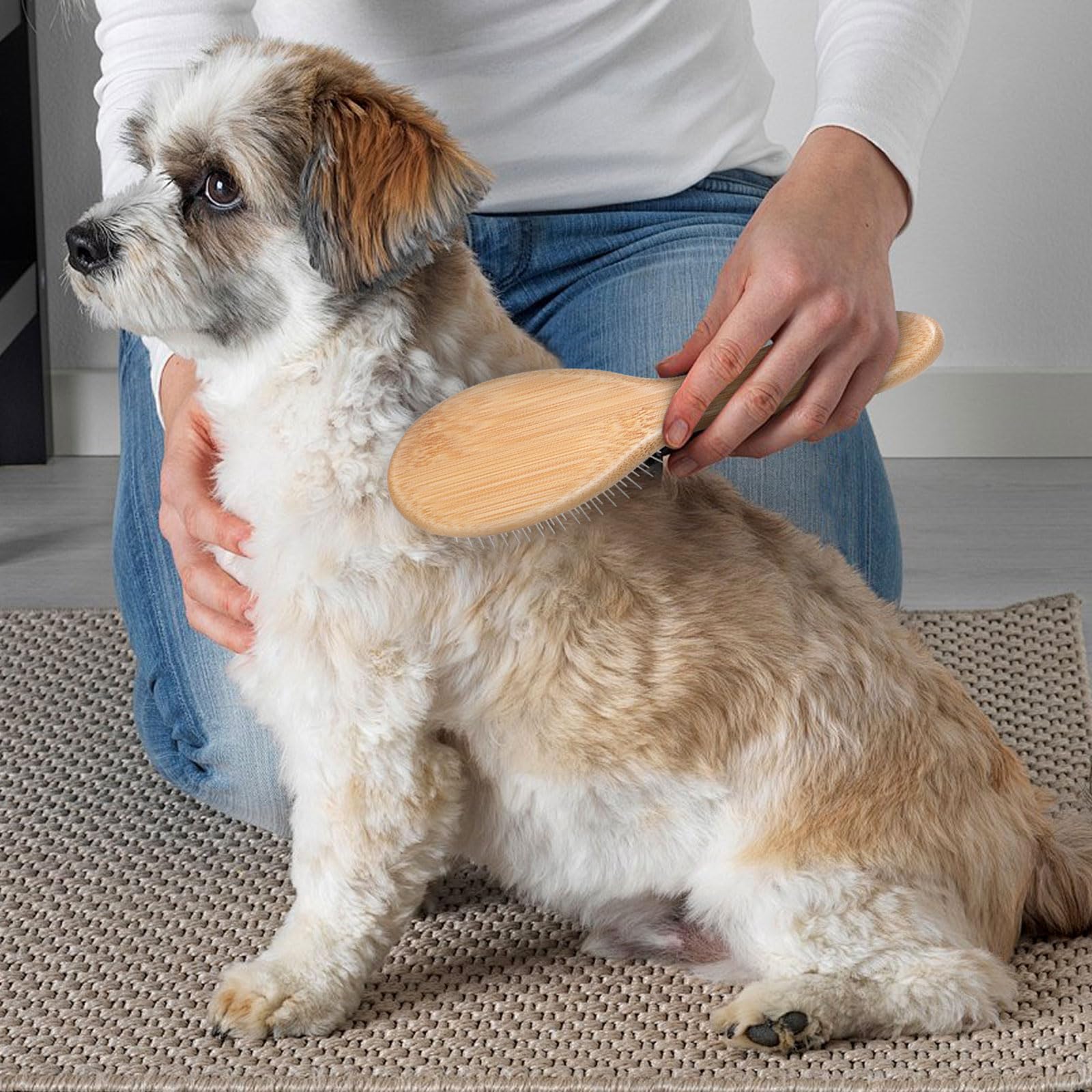 Cobee cepillo de pin para mascotas, ayuda a desenredar y distribuir aceites naturales.