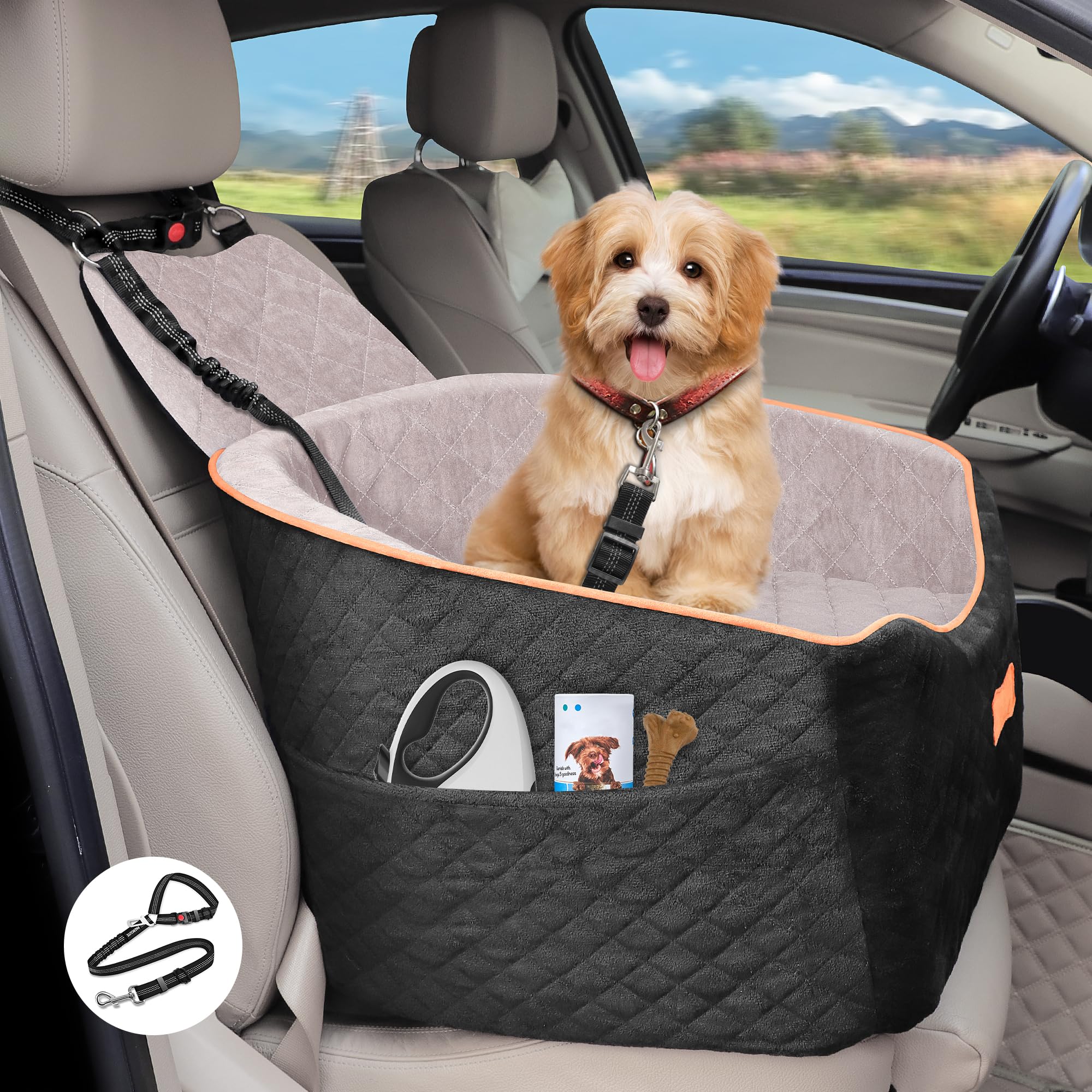 COCASES asiento-refuerzo para perros pequeños para viajes cómodos y seguros.