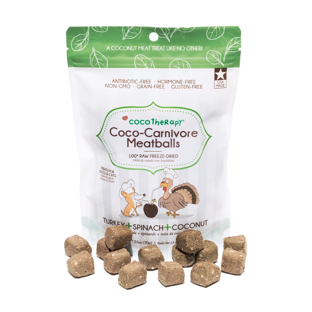 Premio de Coco-Carnivore para perros, albóndigas de pavo en envase de 70 g.