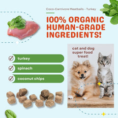 Sin conservantes, colorantes ni sabores añadidos en las albóndigas de pavo Coco-Carnivore.