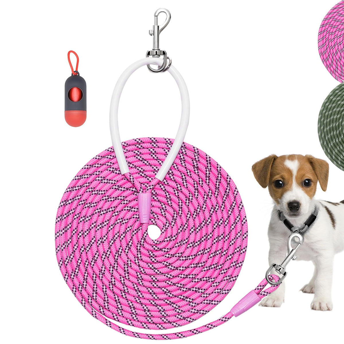 Codepets correa-entrenamiento nylon rosa 20ft, ligero y cómodo para paseos.