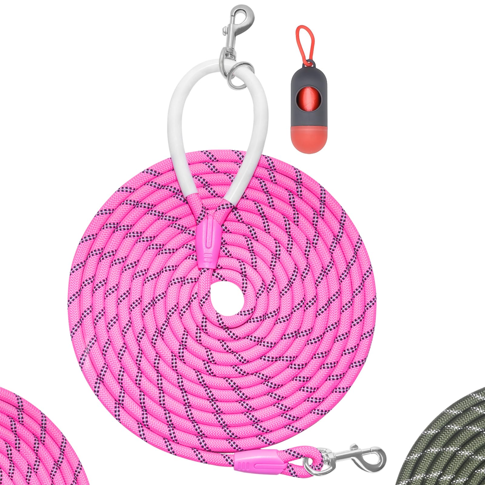 Codepets correa de entrenamiento rosa 20 pies con gancho giratorio para perros grandes.