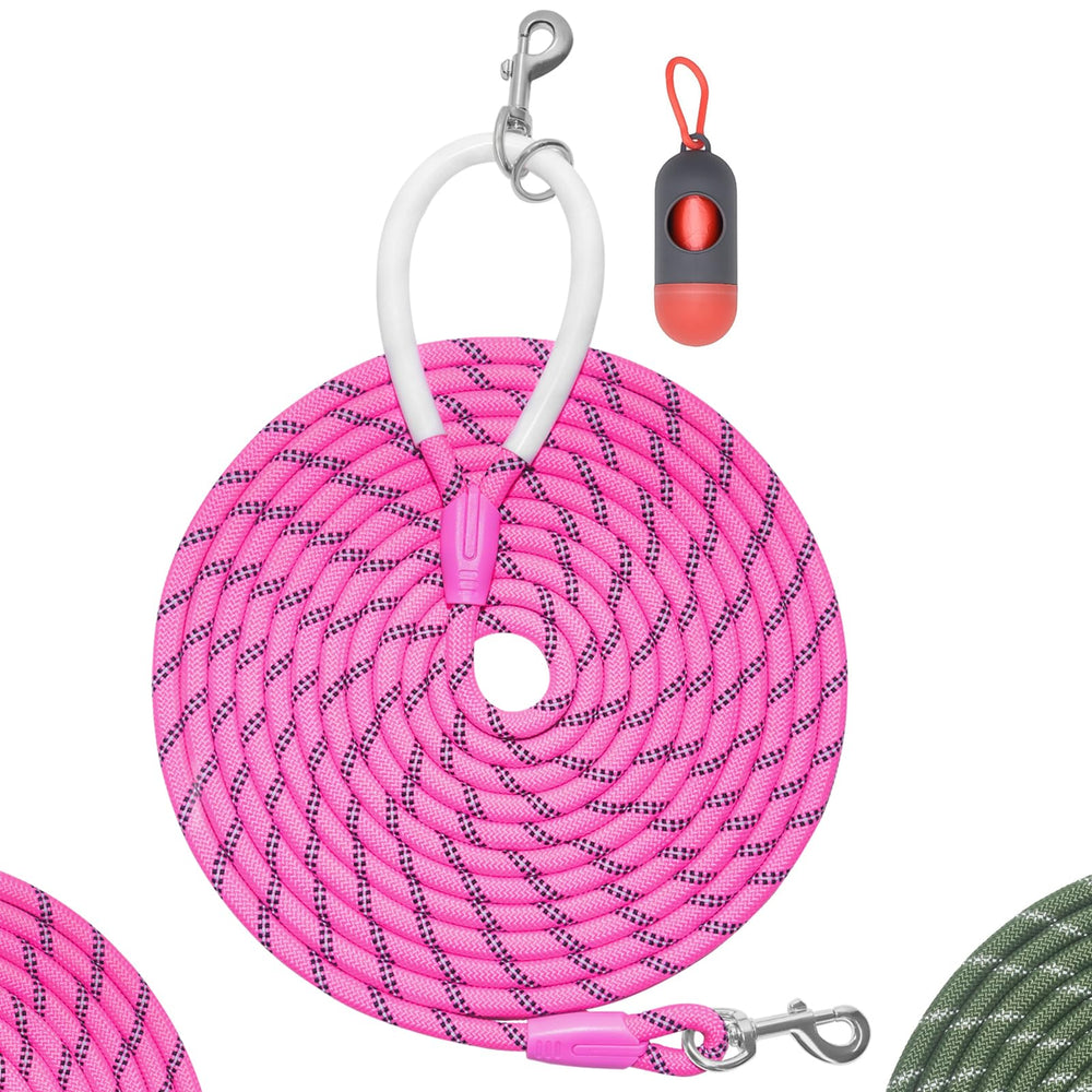 Codepets correa nylon resistente rosa de 30 pies para paseos confiables