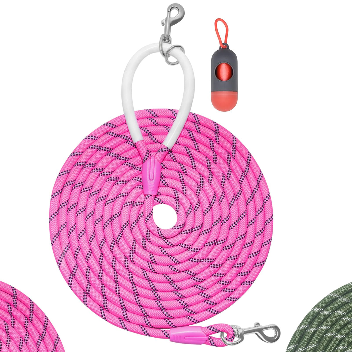 Codepets correa nylon resistente rosa de 30 pies para paseos confiables