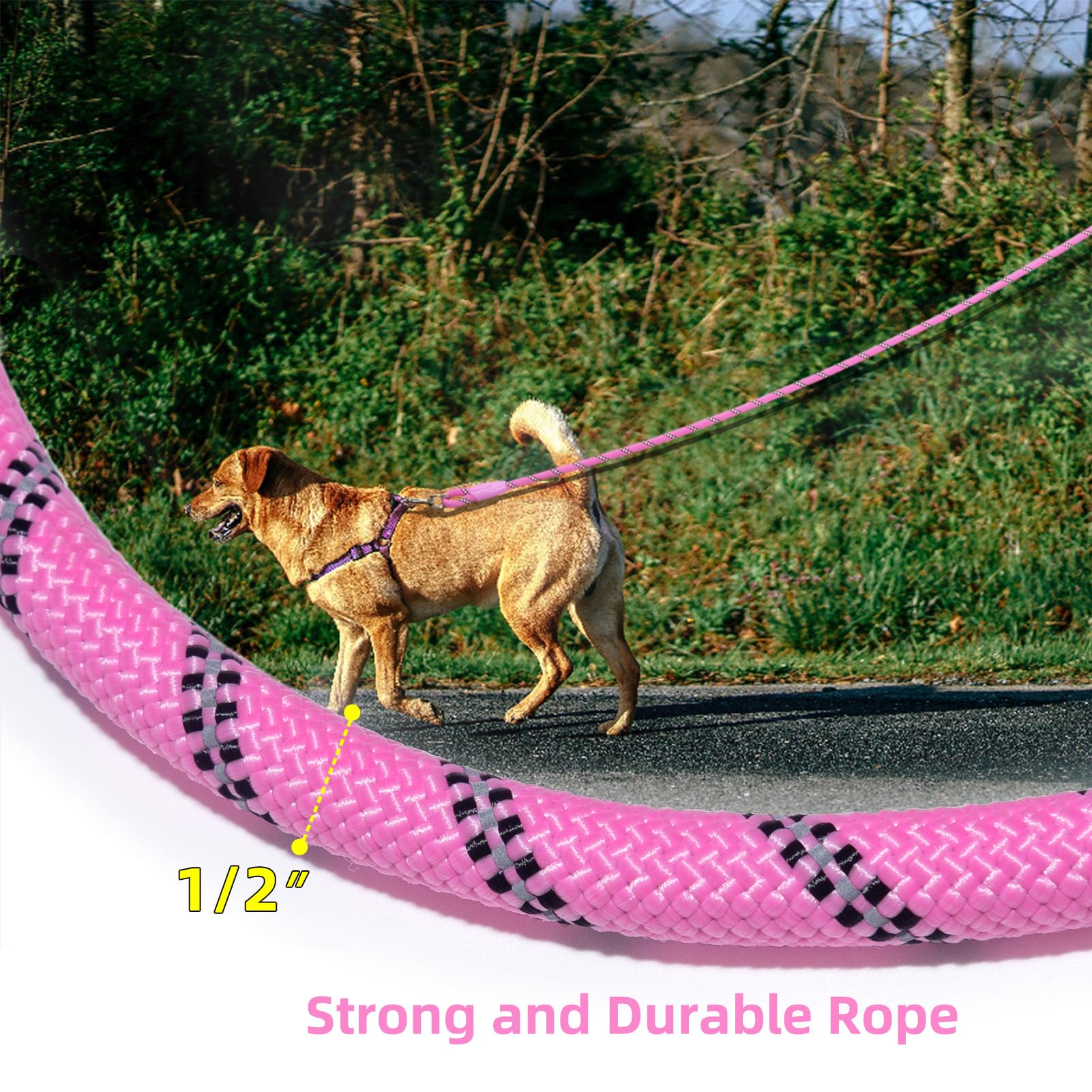 Codepets mango de silicona rosa cómodo para agarre suave durante paseos.