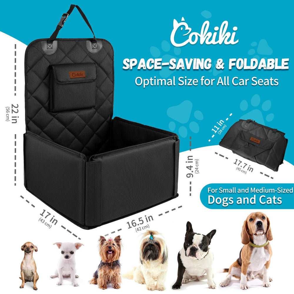 Cokiki asiento perro pequeño, base antideslizante para evitar deslizamientos durante frenadas.