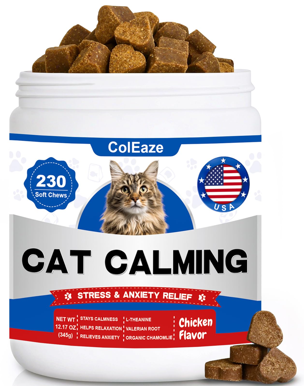 Coleaze bocado calma gatos para viaje y reduce estrés.