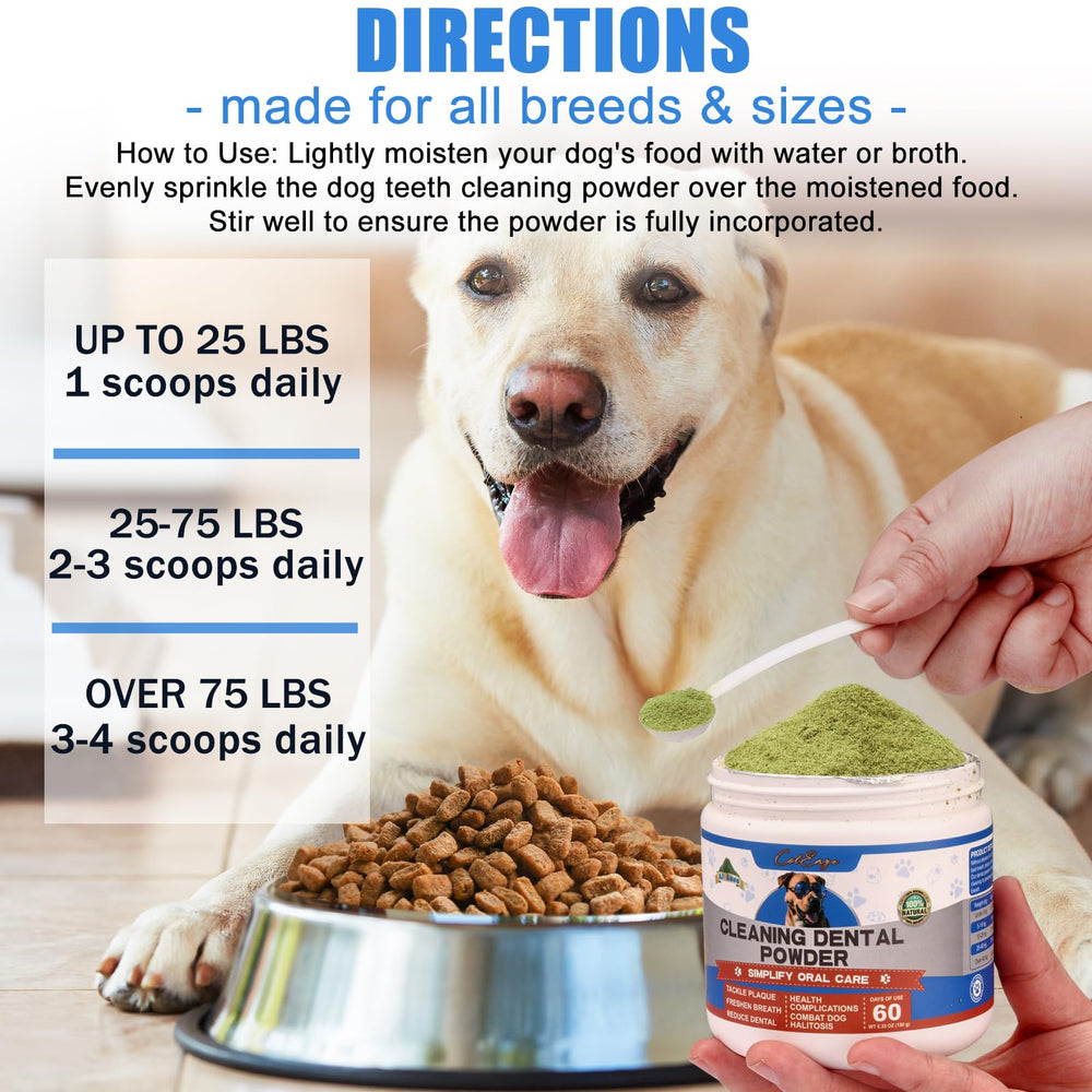 ColEaze-espolvorear-sobre-comida-perro-polvo, cuidado dental sin necesidad de cepillo.