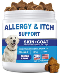 ColEaze gomitas alergia para perros, bote visible, apoyo a la piel y pelaje saludable