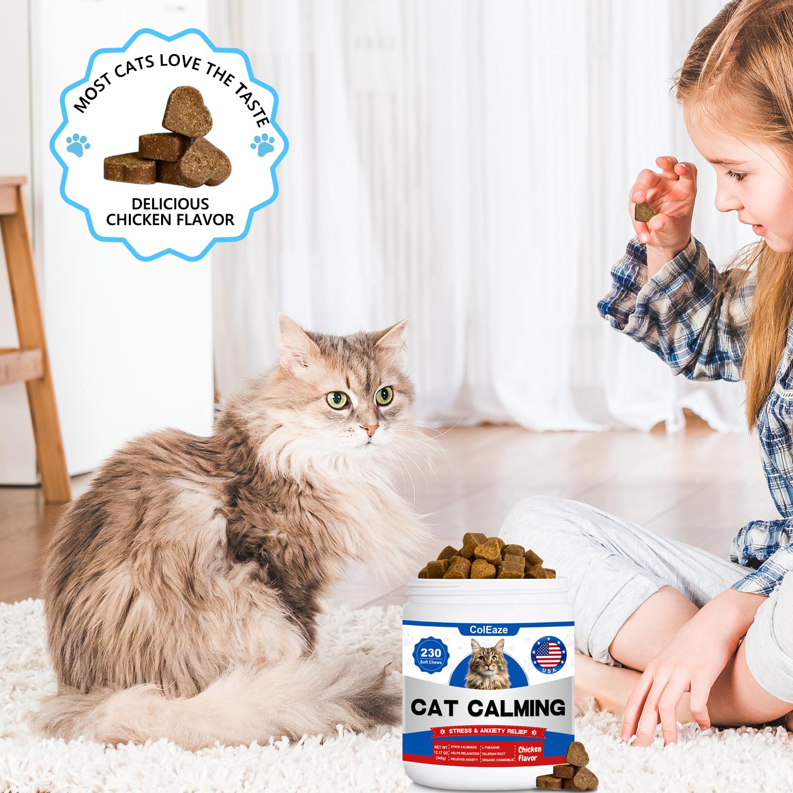 Coleaze uso diario de bocados calmantes para gatos.