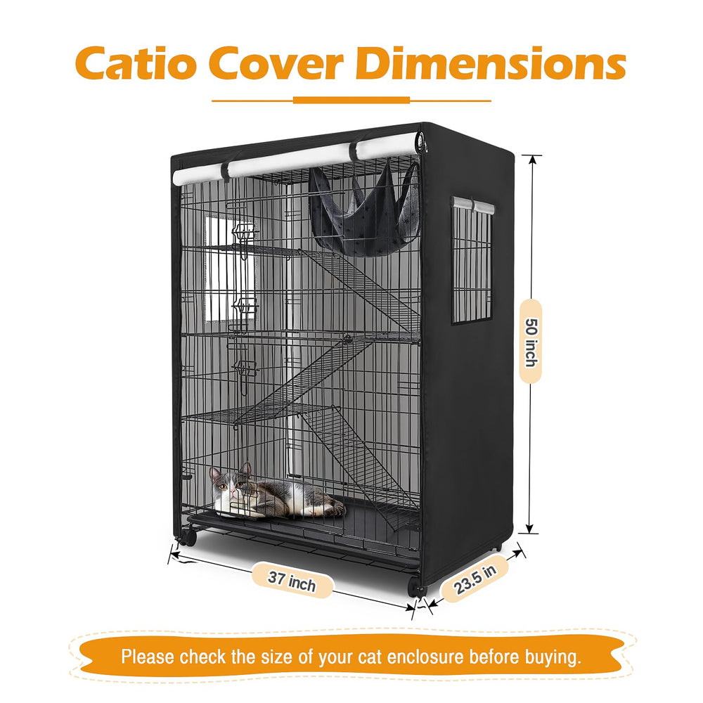 Colewin Catio Cover, dimensiones 37x23.5x50 pulgadas, ajuste ideal para jaulas grandes.