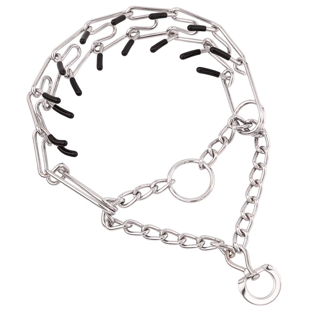 Collar de púas para perros, vista frontal, ajuste seguro para entrenamiento