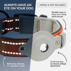 CollarDirect AirTag en cuero genuino con hebilla resistente y anilla de zinc.
