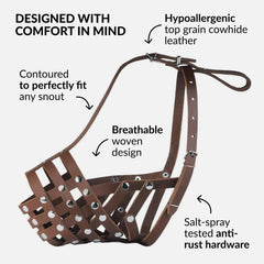 CollarDirect bozal cuero diseño cruzado favorece ventilación y comodidad.