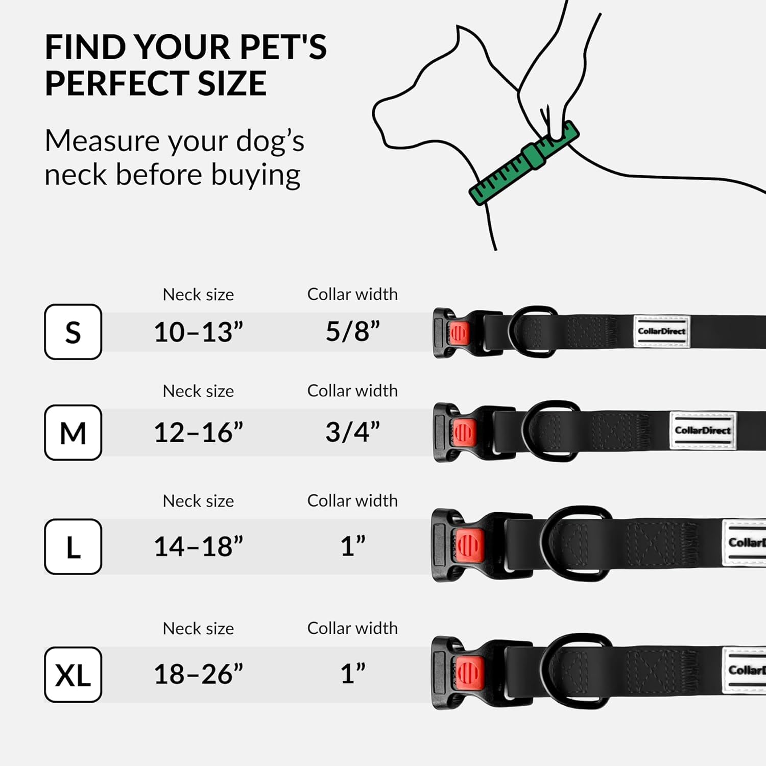 CollarDirect cinco colores brillantes para perros de todas las tallas