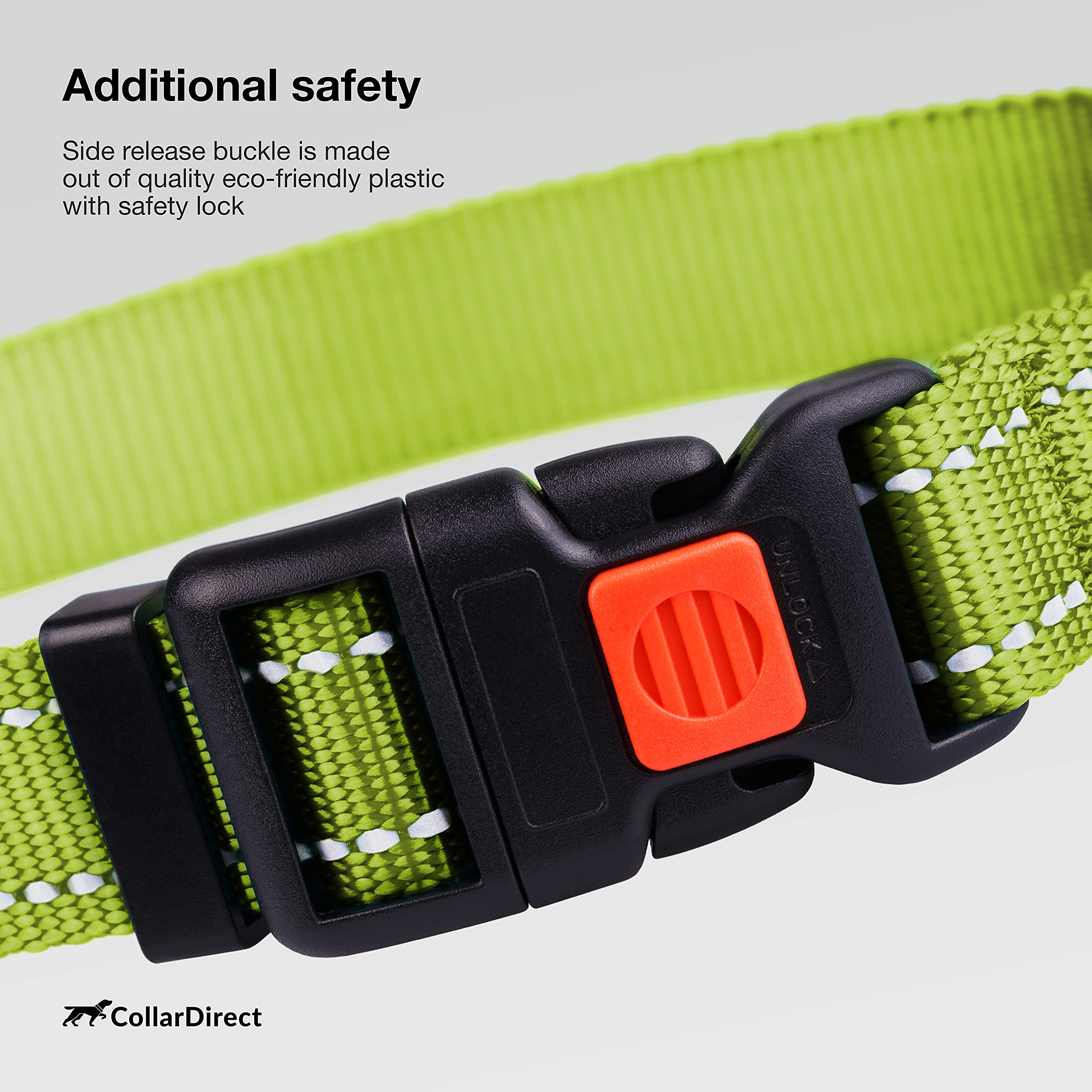 CollarDirect con acolchado interno verde lima para mayor confort durante el juego.