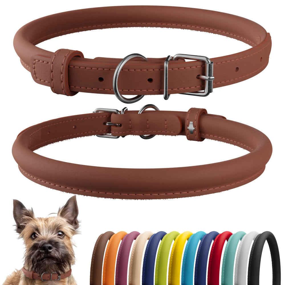 CollarDirect de cuero enrollado suave para perros de 6 pulgadas Canela Suave