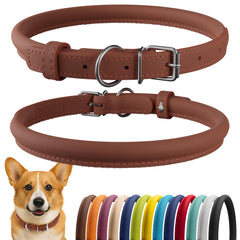 CollarDirect collar de cuero enrollado suave para pelaje largo