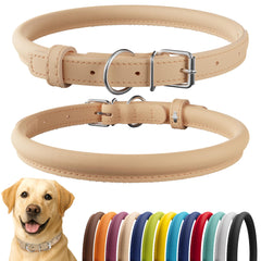 CollarDirect collar enrollado de cuero suave reduce enredos en pelaje largo.